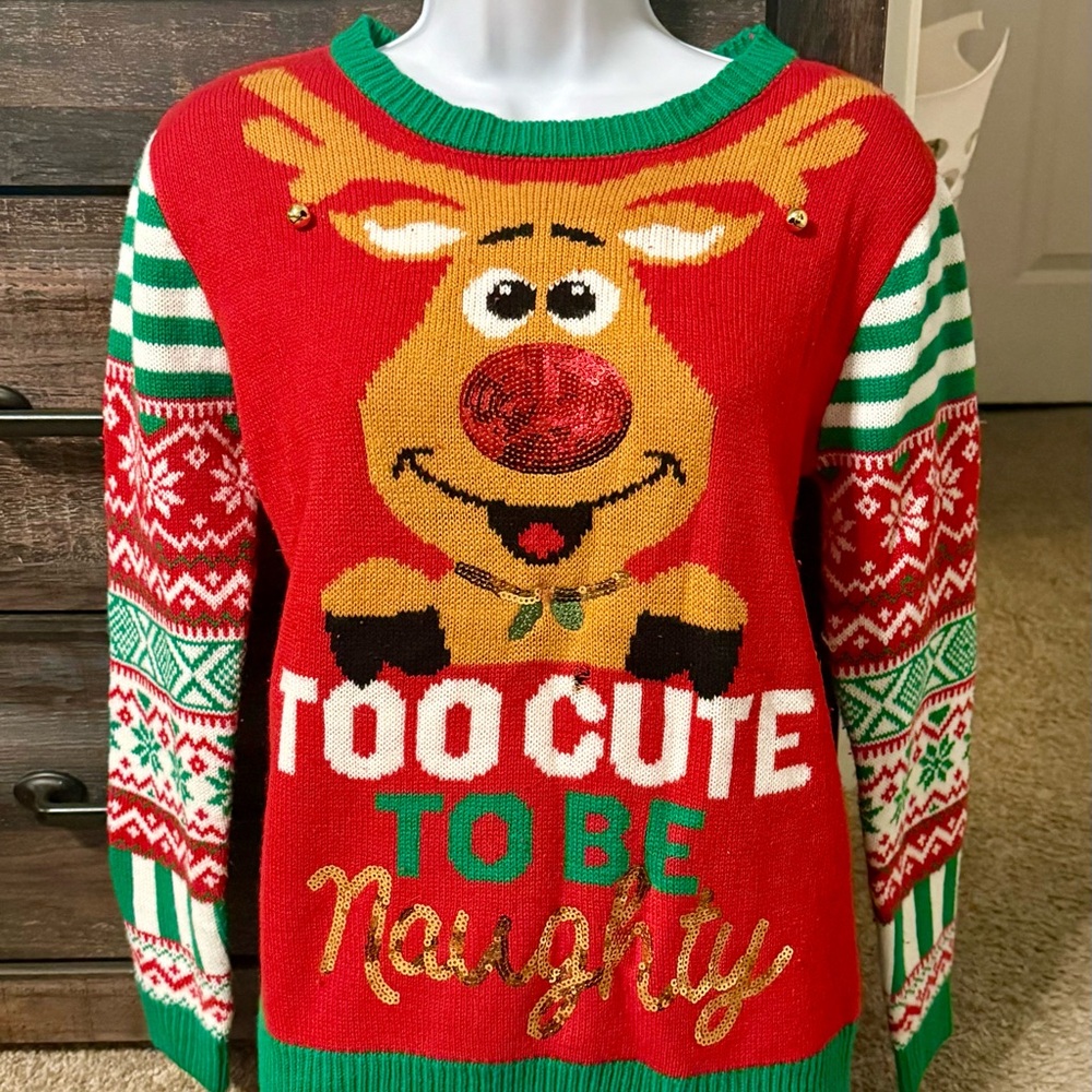 Reindeer “Ugly” sweater with bells